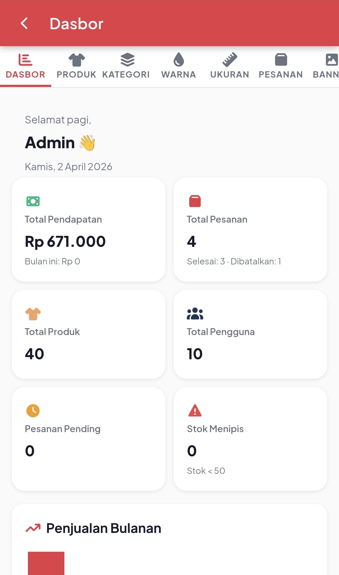 Admin Panel Mobile